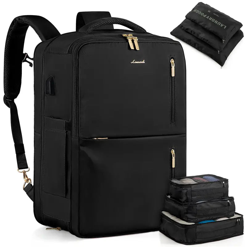 Carry-On Travel Backpack with 3 Packing Cubes and Shoe Compartment - Pasellsandbuys