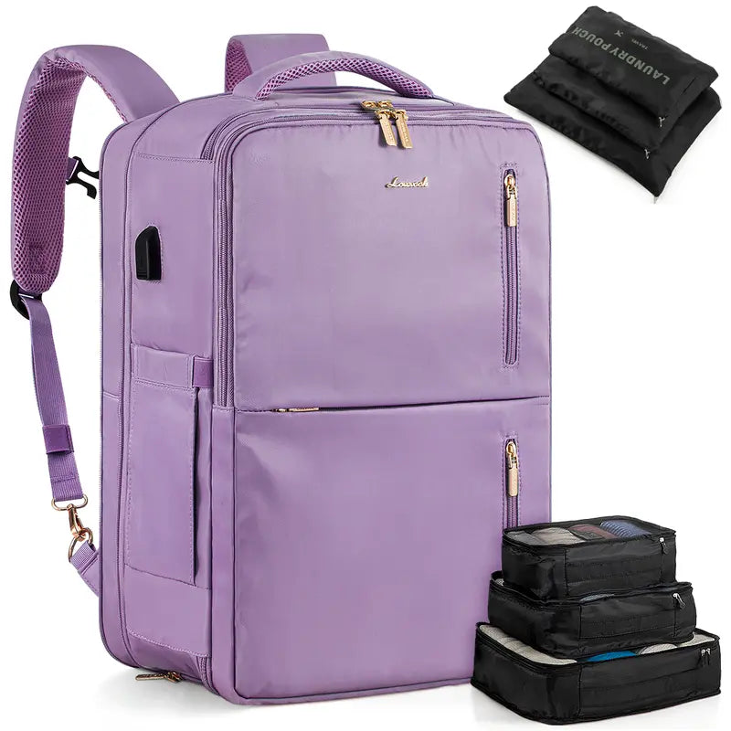 Carry-On Travel Backpack with 3 Packing Cubes and Shoe Compartment - Pasellsandbuys