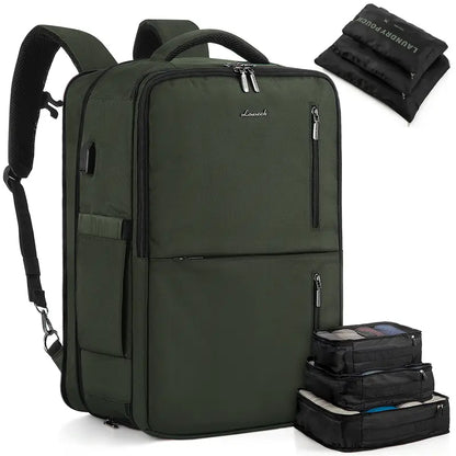 Carry-On Travel Backpack with 3 Packing Cubes and Shoe Compartment - Pasellsandbuys